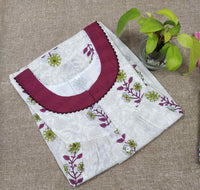 Soft Cotton With Pockets, Half Open Large Printed Nighty