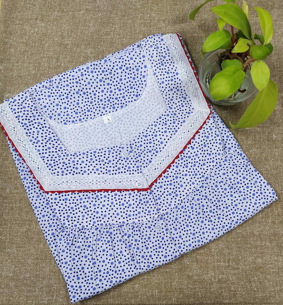 Cotton With Pockets, Half Open Large Printed Nighty