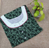 Cotton With Pockets, Half Open Large Printed Nighty