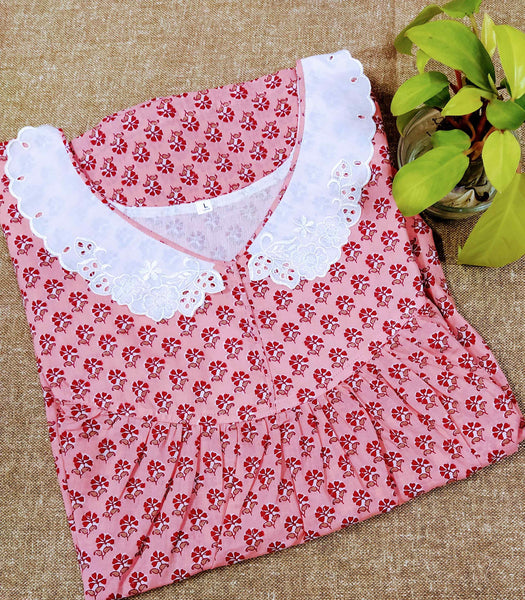 Soft Cotton With Pockets, No Open Large Printed Nighty