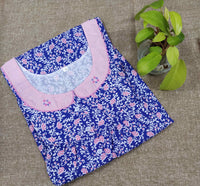 Cotton With Pockets, Half Open Large Printed Nighty