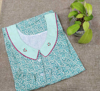 Cotton With Pockets, Half Open Large Printed Nighty