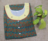 Soft Cotton With Pockets, Half Open Small Printed Nighty