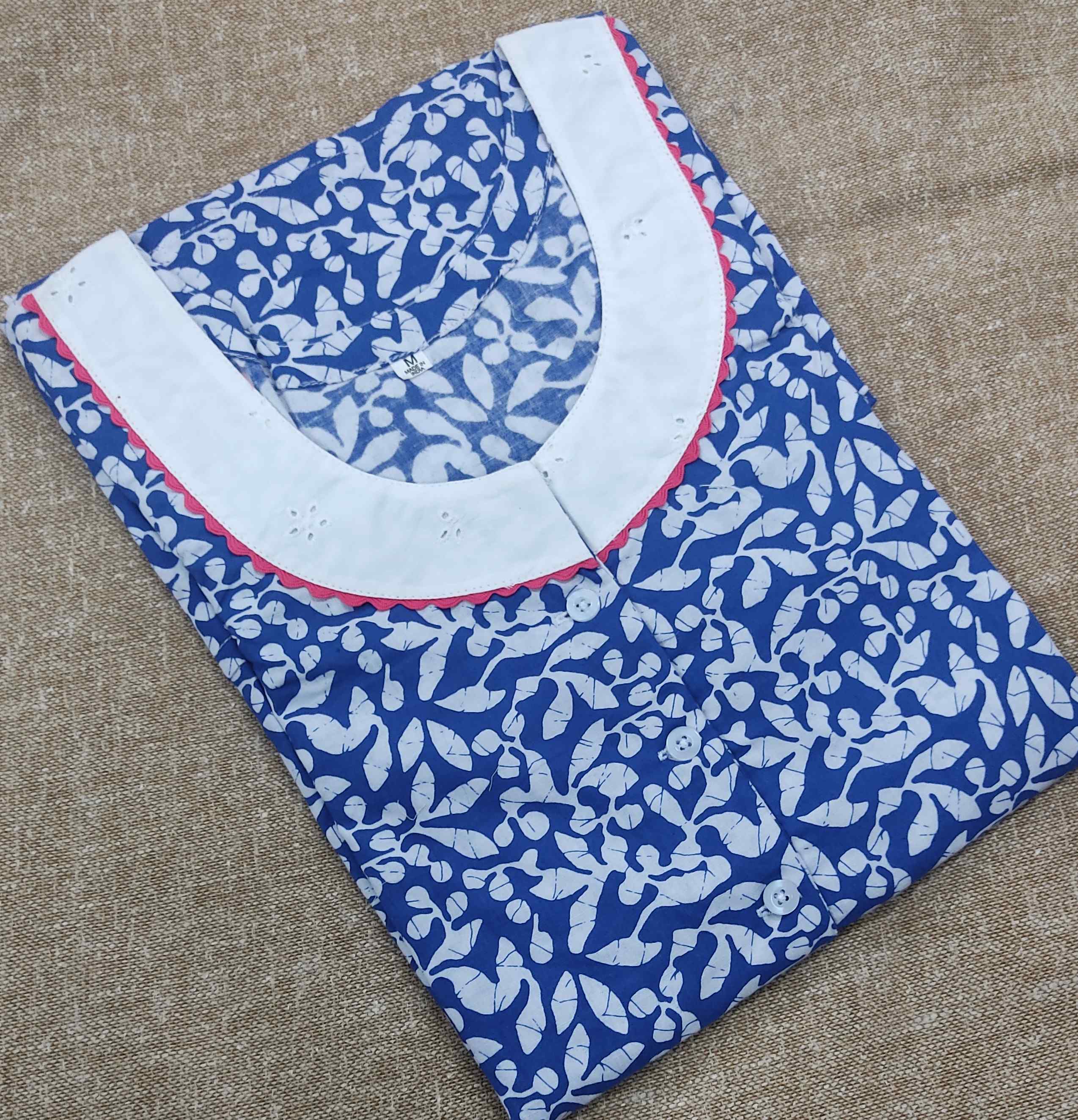 Cotton With Pockets, Half Open Medium Printed Nighty