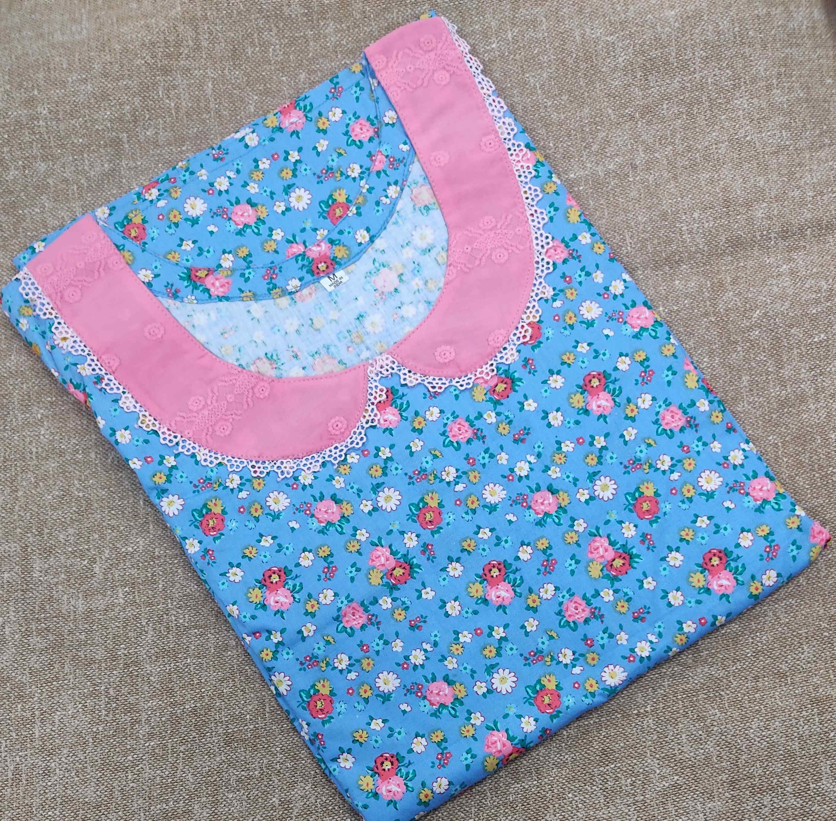 Cotton With Pockets, No Open Medium Printed Nighty