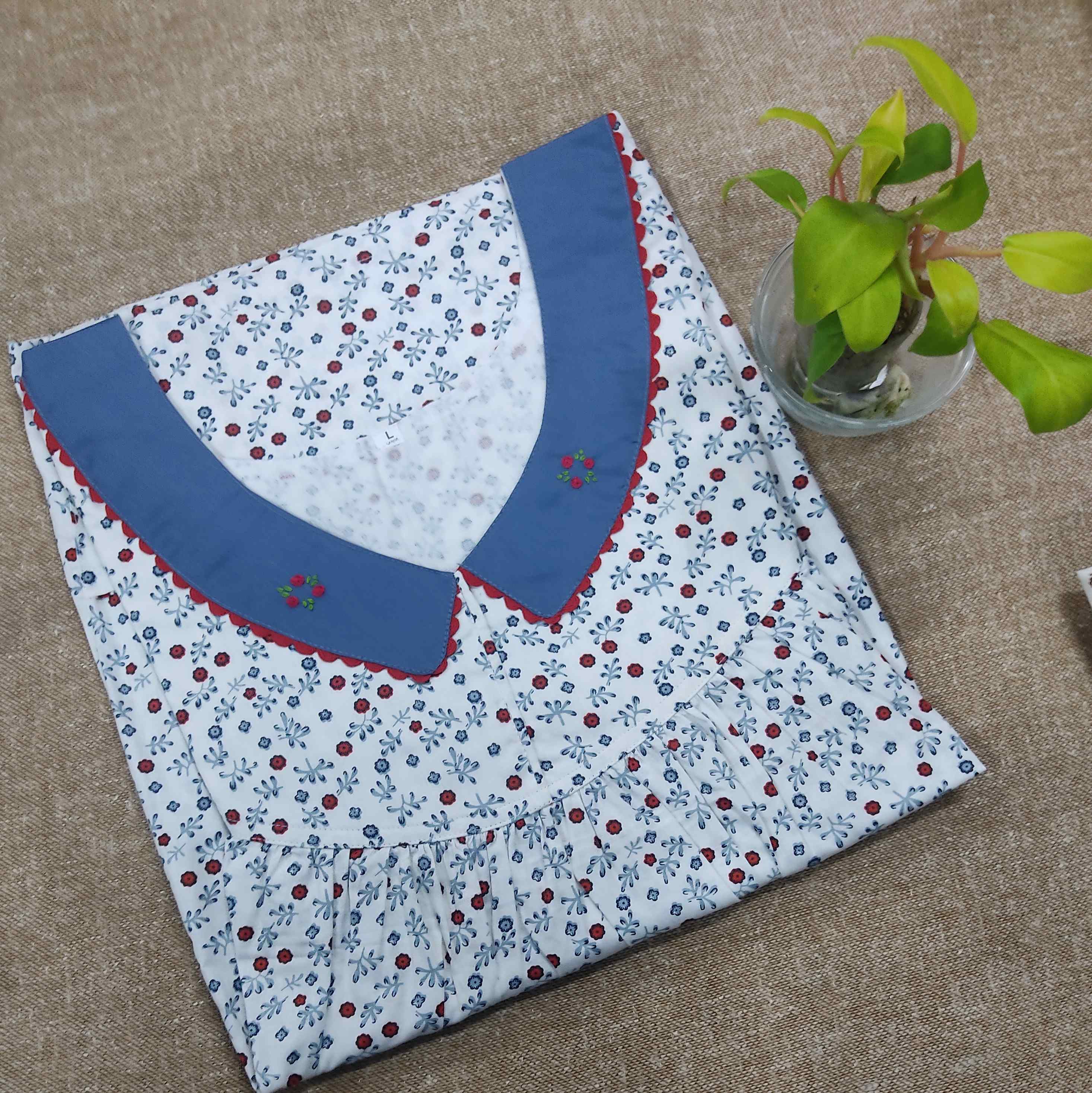 Cotton With Pockets, No Open Large Printed Nighty