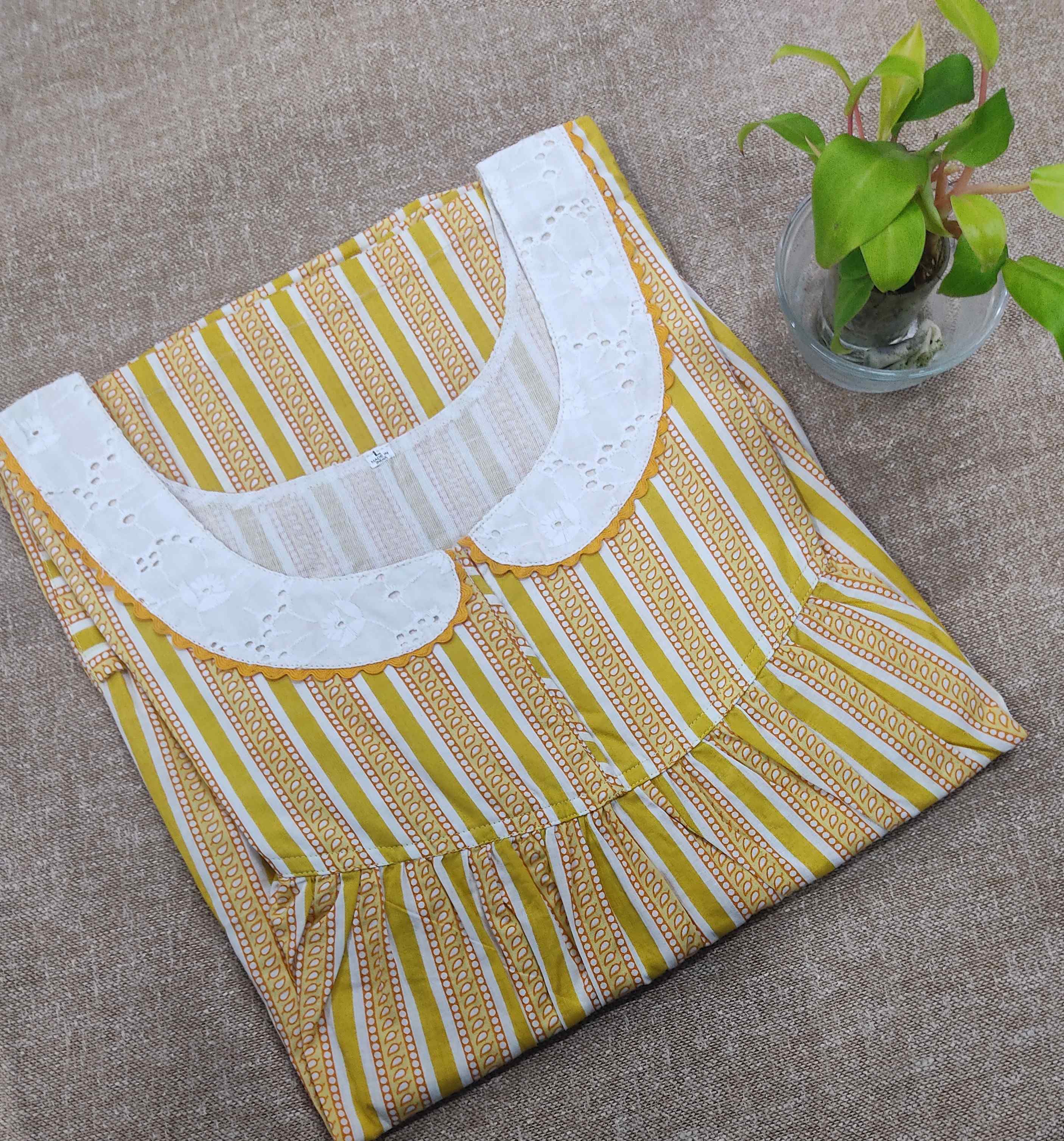 Soft Cotton With Pockets, No Open Large Printed Nighty