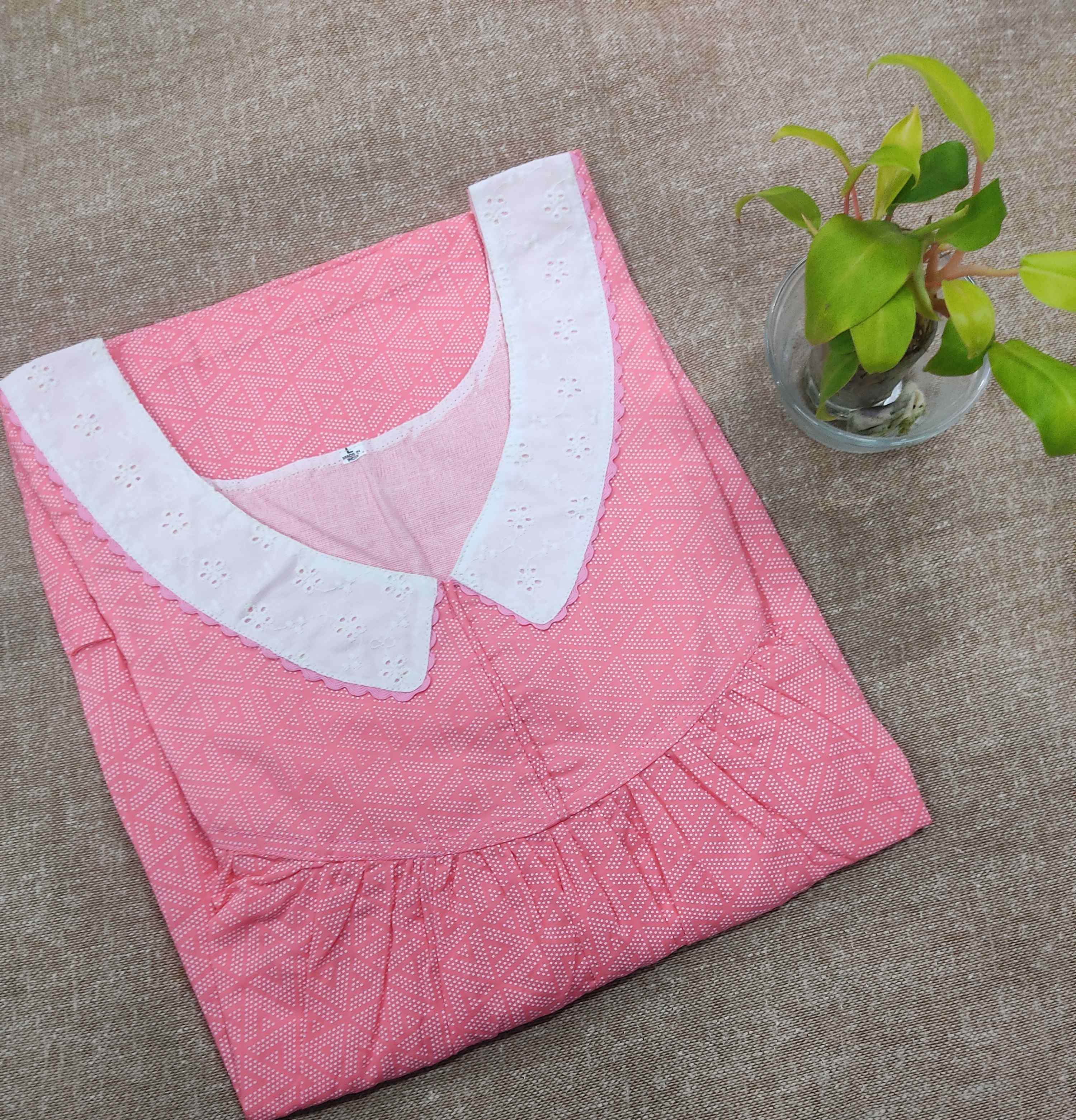 Cotton With Pockets, No Open Large Printed Nighty