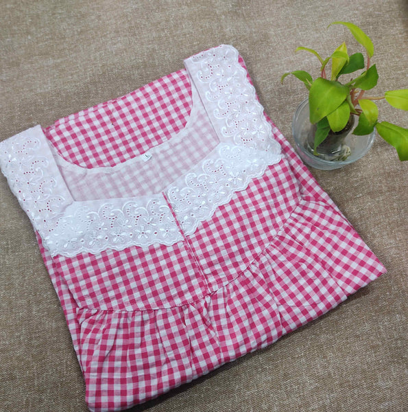 Cotton With Pockets, No Open Large Printed Nighty