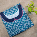 Cotton With Pockets, Half Open Large Printed Nighty