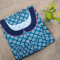 Cotton With Pockets, Half Open Large Printed Nighty