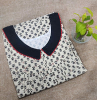 Cotton With Pockets, No Open Large Printed Nighty