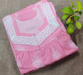 Soft Cotton With Pockets, Half Open Small Printed Nighty