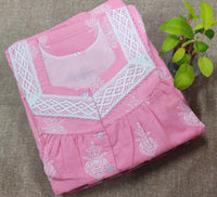 Soft Cotton With Pockets, Half Open Small Printed Nighty