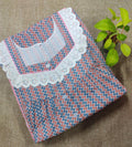 Soft Cotton With Pockets, Half Open Small Printed Nighty