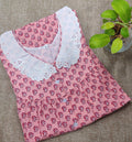 Soft Cotton With Pockets, Half Open Small Printed Nighty