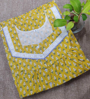 Soft Cotton With Pockets, Half Open Small Printed Nighty