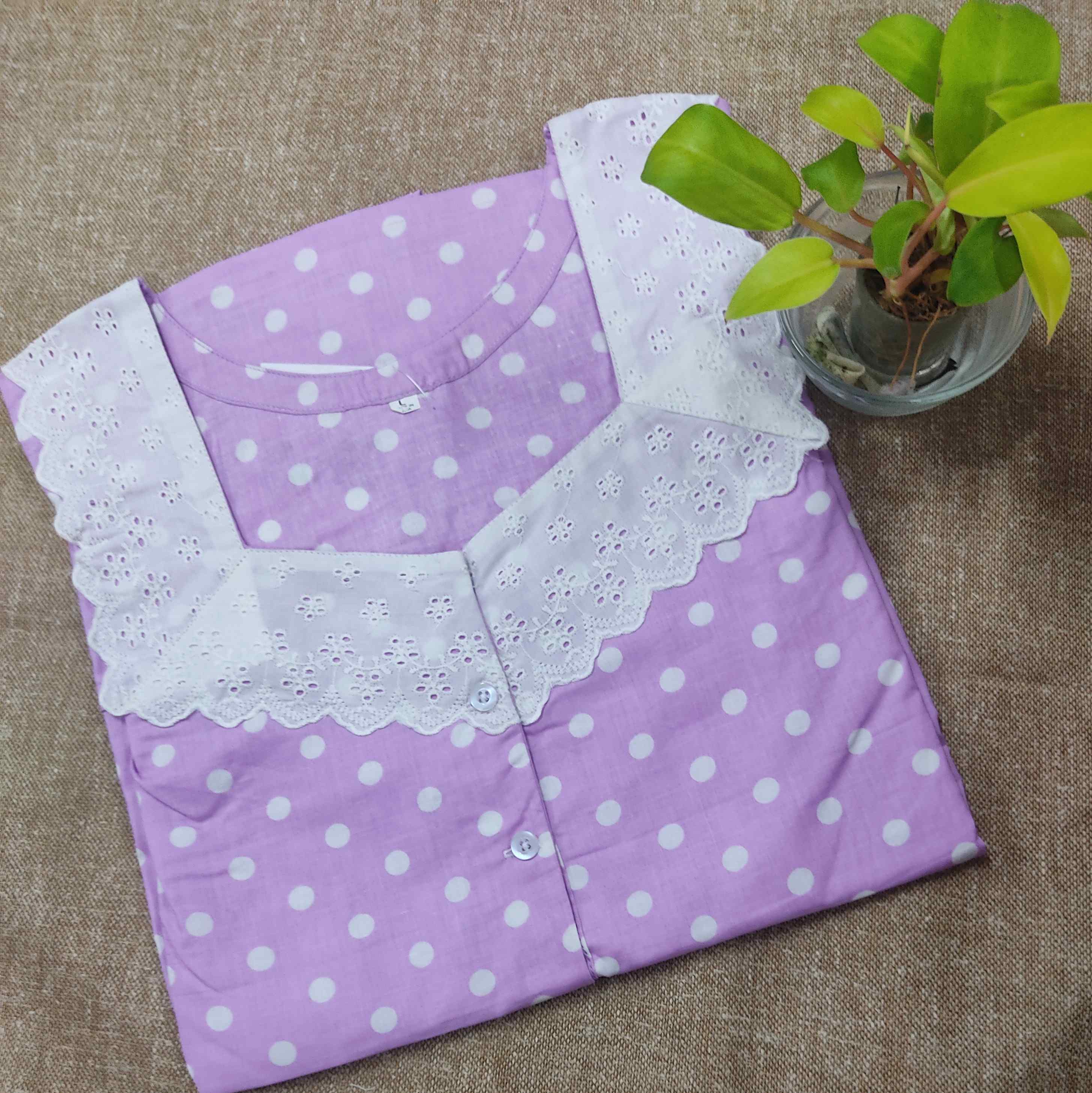Cotton A-line churidar cut, With Pockets, Half Open Large Printed Nighty