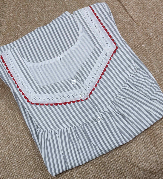 Cotton Pleated , Full Open Small Printed Nighty