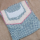 Cotton Pleated , Full Open Medium Printed Nighty