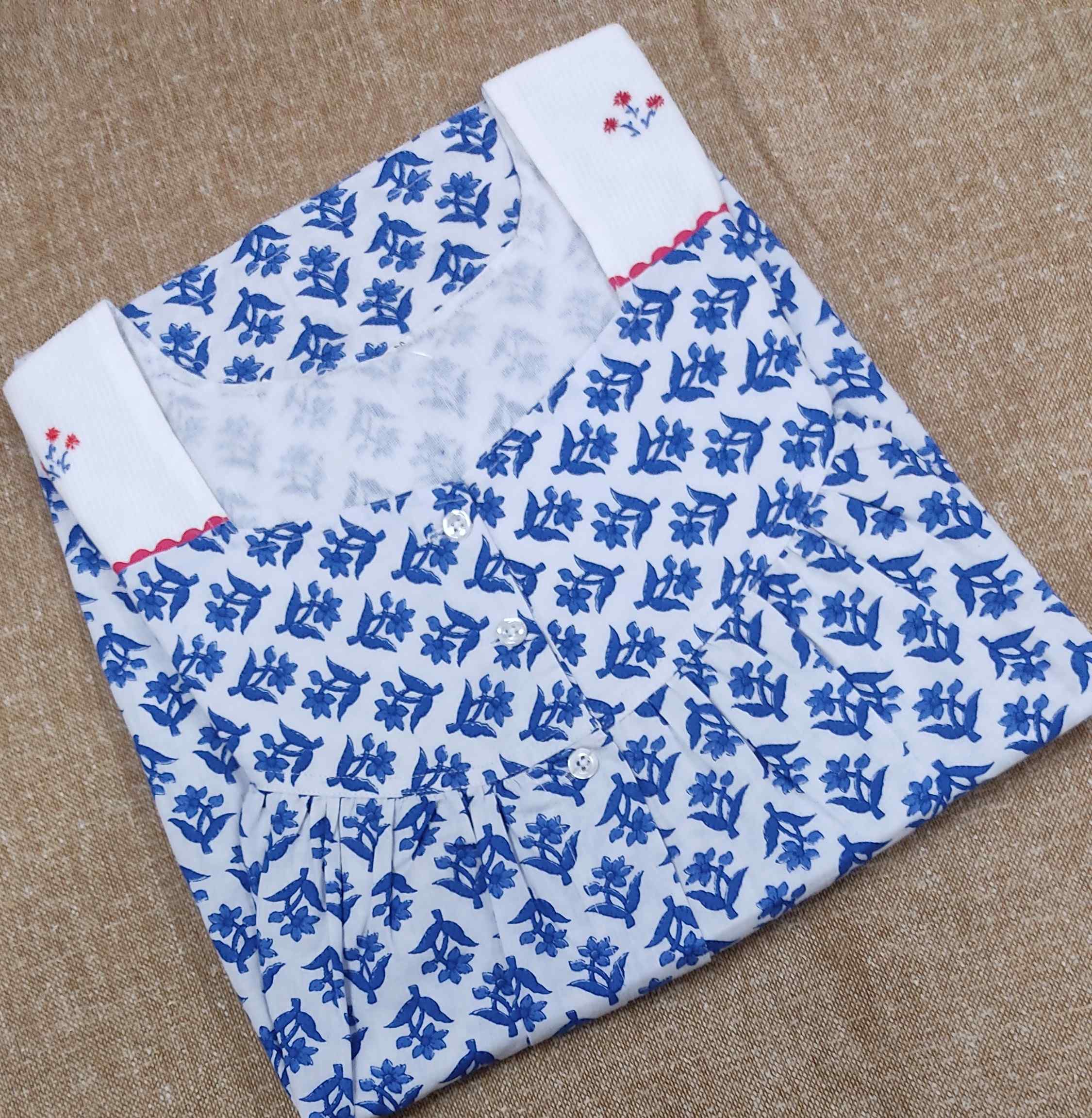 Cotton Pleated , Full Open Medium Printed Nighty