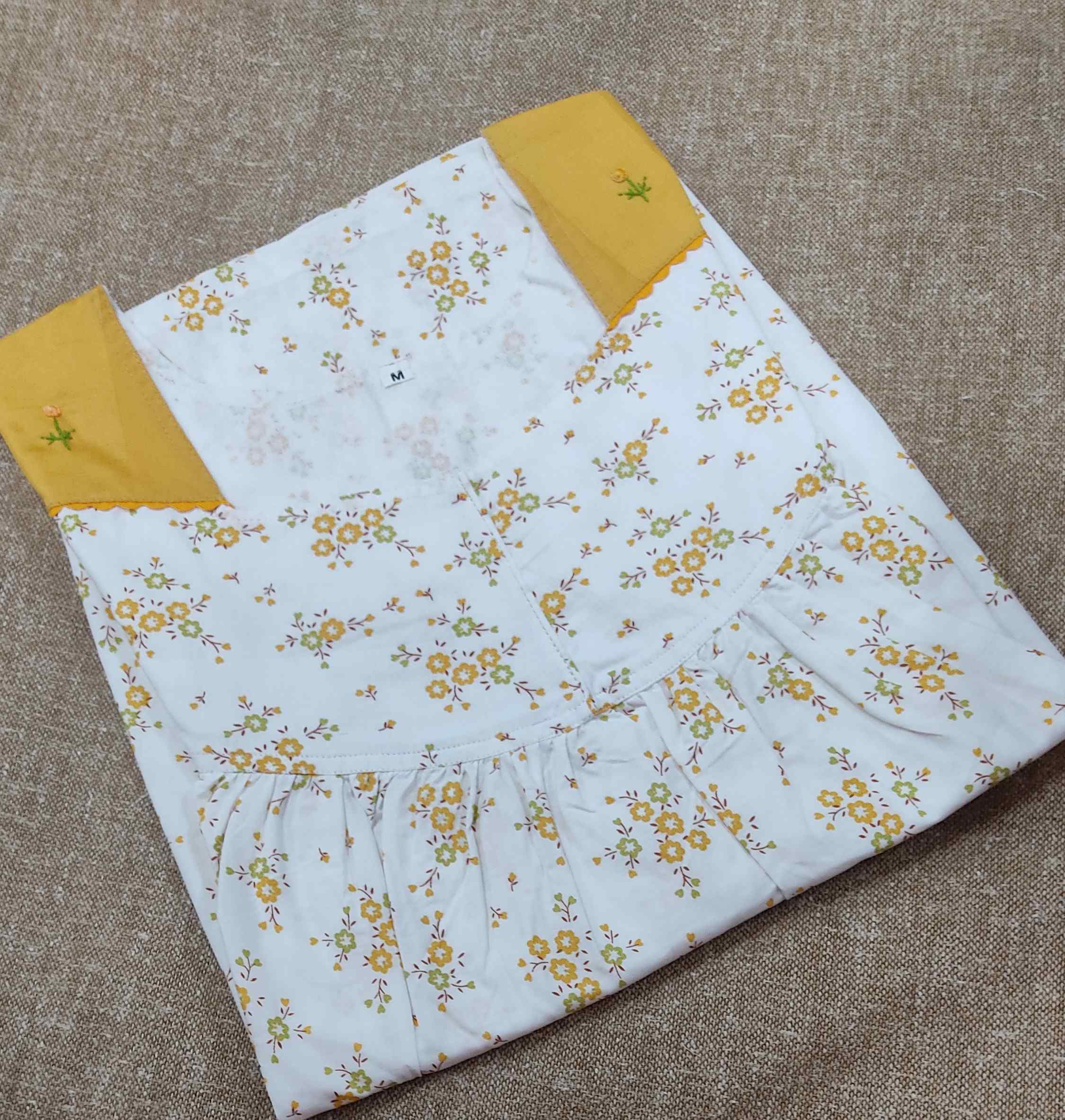 Cotton Pleated , With Pockets, No Open Medium Printed Nighty