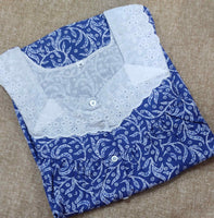 Cotton Pleated , With Pockets, Half Open Medium Printed Nighty