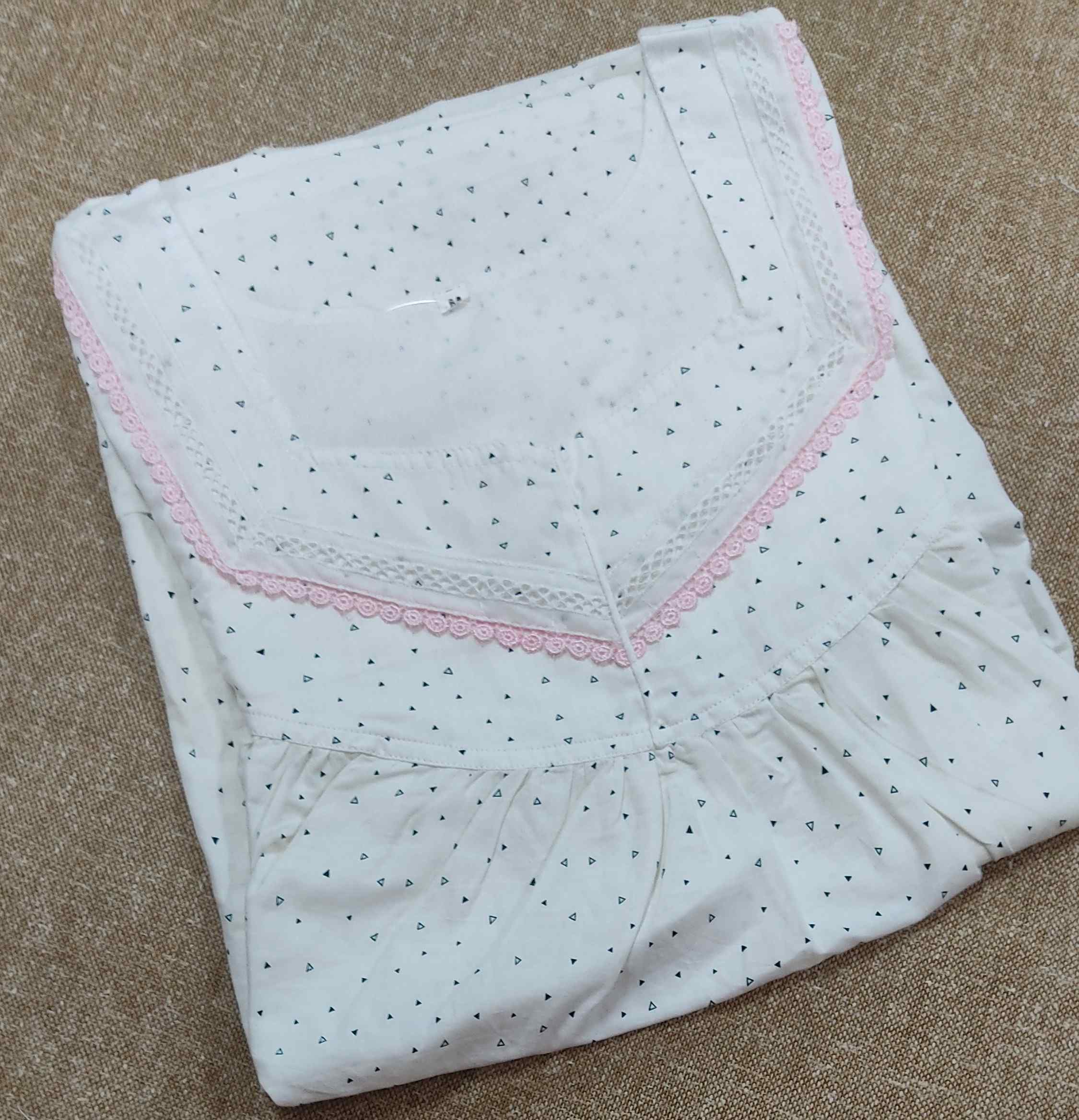Cotton Pleated , With Pockets, No Open Medium Printed Nighty