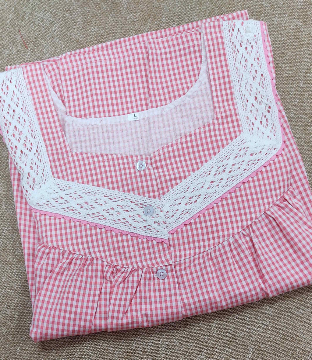 Bantex Pleated , With Pockets, Half Open Large Printed Nighty