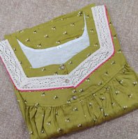 Rayon Pleated , Full Open Large Printed Nighty