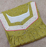 Rayon Pleated , Full Open Large Printed Nighty