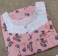 Rayon Pleated , Full Open Large Printed Nighty