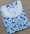 Cotton Pleated , With Pockets, Half Open Small Printed Nighty