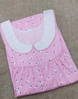 Cotton Pleated , With Pockets, Half Open Small Printed Nighty