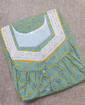 Soft Cotton Pleated , With Pockets, Half Open Small Printed Nighty