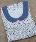Cotton Pleated , With Pockets, Half Open Small Printed Nighty