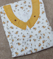 Cotton Pleated , With Pockets, Half Open Small Printed Nighty