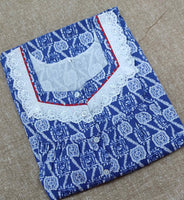 Cotton Pleated , With Pockets, Half Open Small Printed Nighty