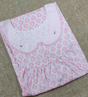 Cotton Pleated , With Pockets, No Open Small Printed Nighty
