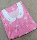 Soft Cotton Pleated , With Pockets, Half Open Small Printed Nighty