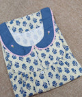 Cotton Pleated , With Pockets, Half Open Small Printed Nighty