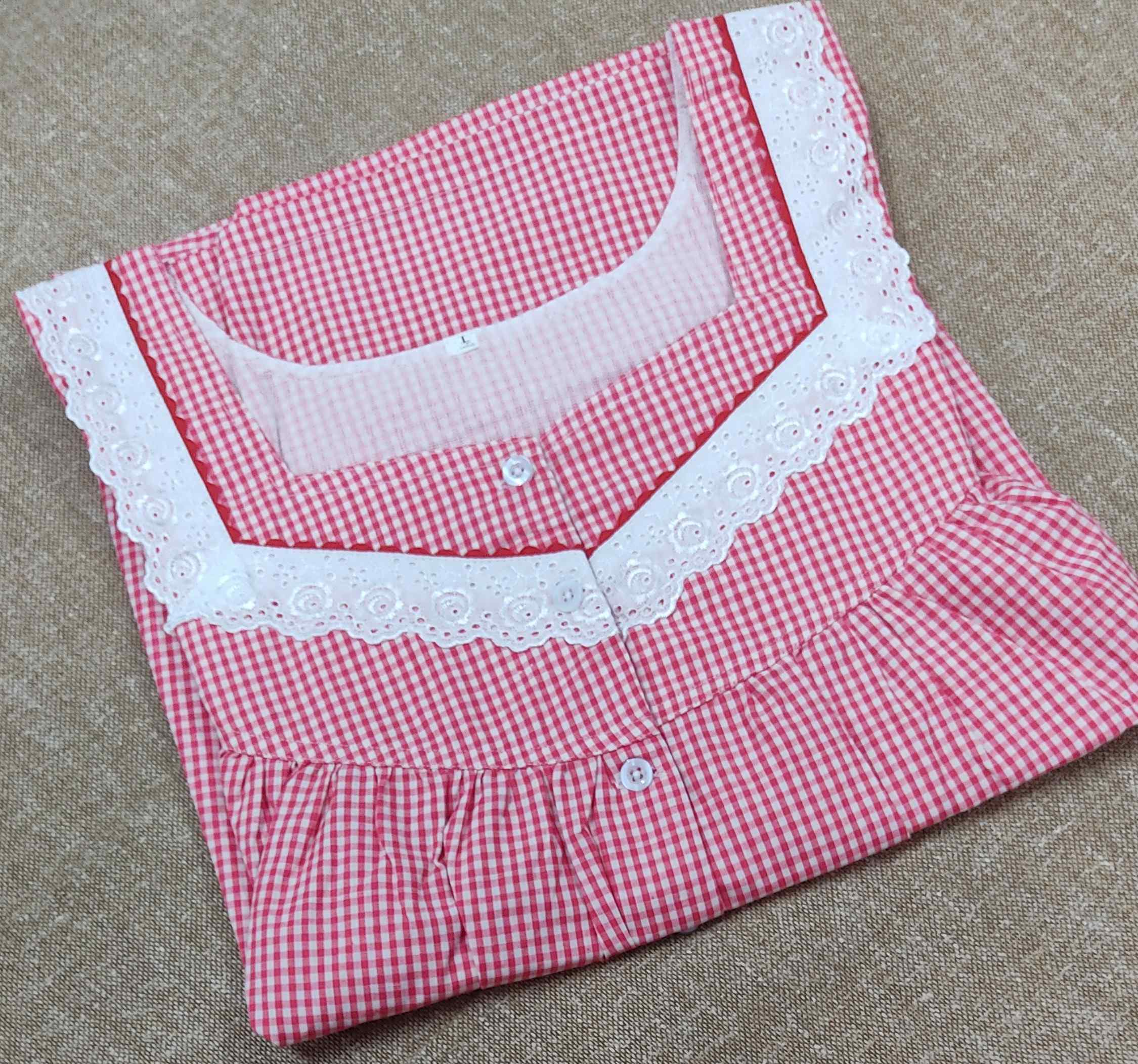 Cotton Pleated , With Pockets, Half Open Large Printed Nighty