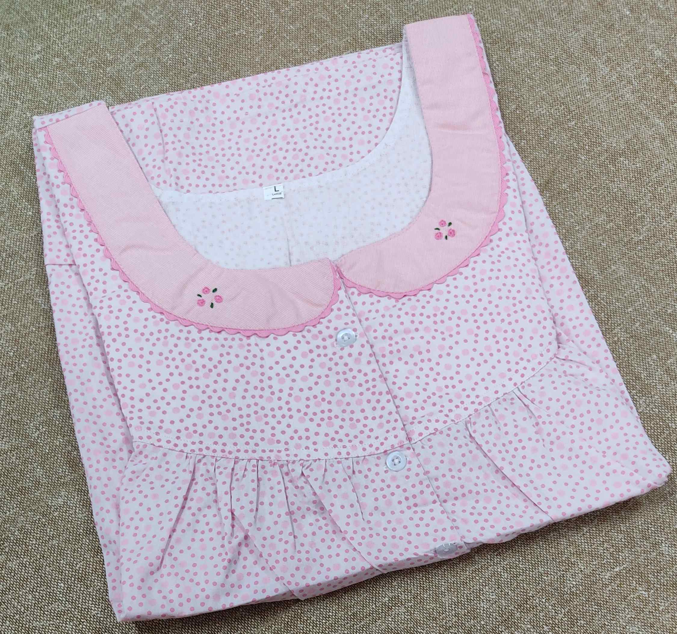 Cotton Pleated , With Pockets, Full Open Large Printed Nighty