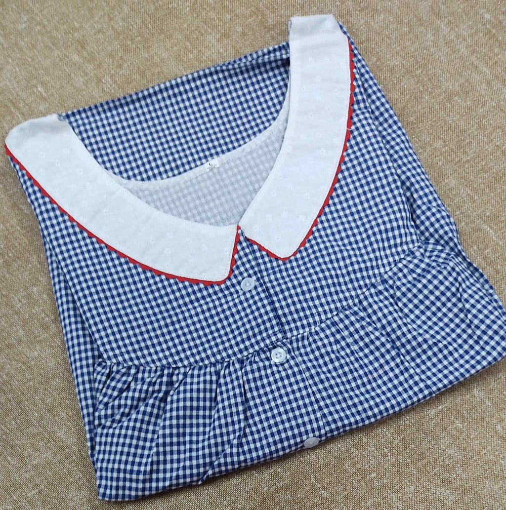 Cotton Pleated , With Pockets, Half Open Large Printed Nighty