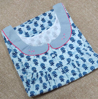 Soft Cotton Pleated , With Pockets, Half Open Large Printed Nighty