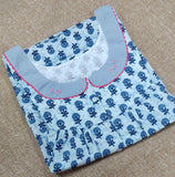 Soft Cotton Pleated , With Pockets, Half Open Large Printed Nighty