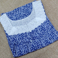Cotton Pleated , With Pockets, Half Open Large Printed Nighty