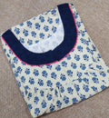 Cotton Pleated , With Pockets, Half Open Large Printed Nighty