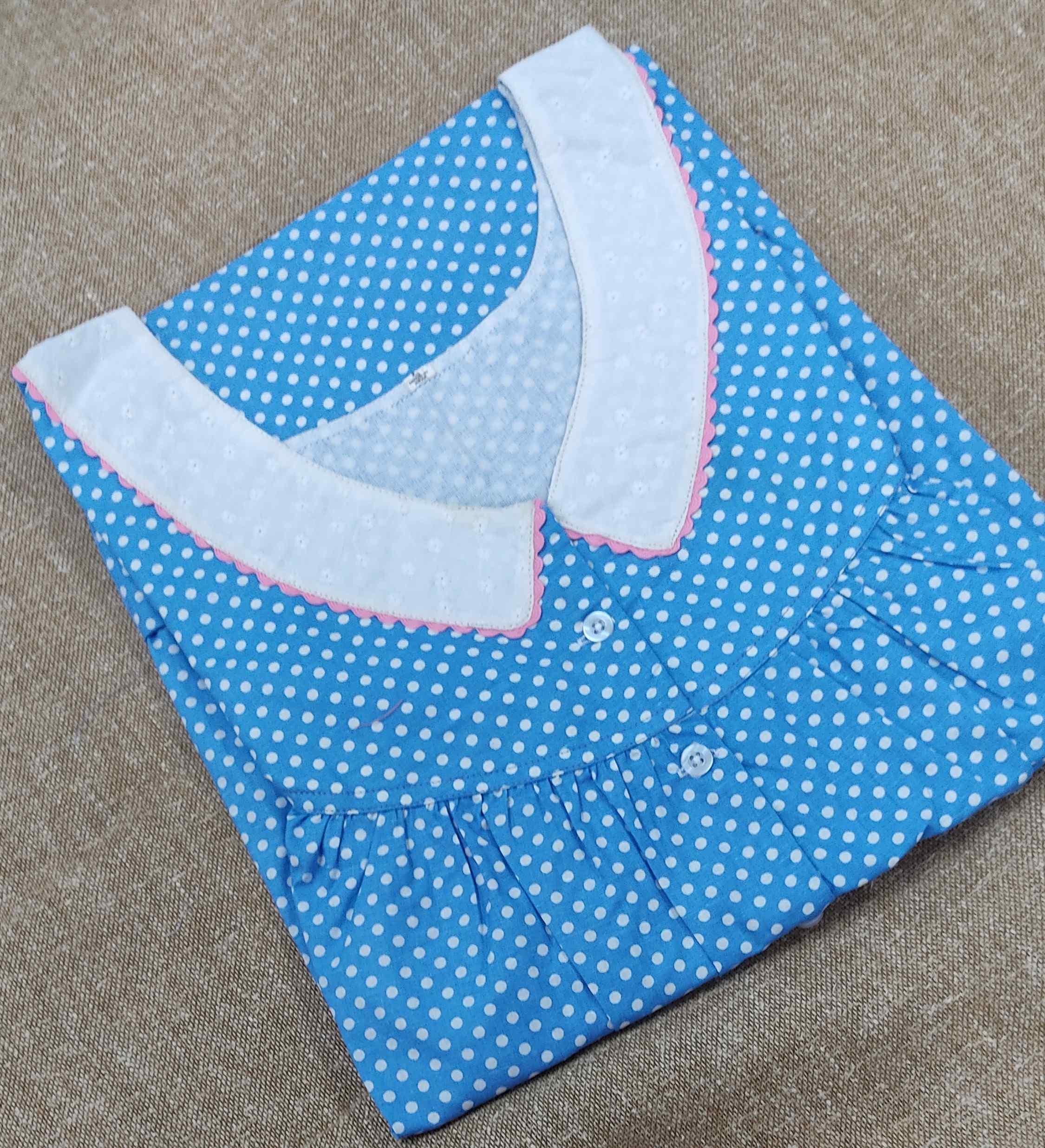 Cotton Pleated , With Pockets, Half Open Large Printed Nighty
