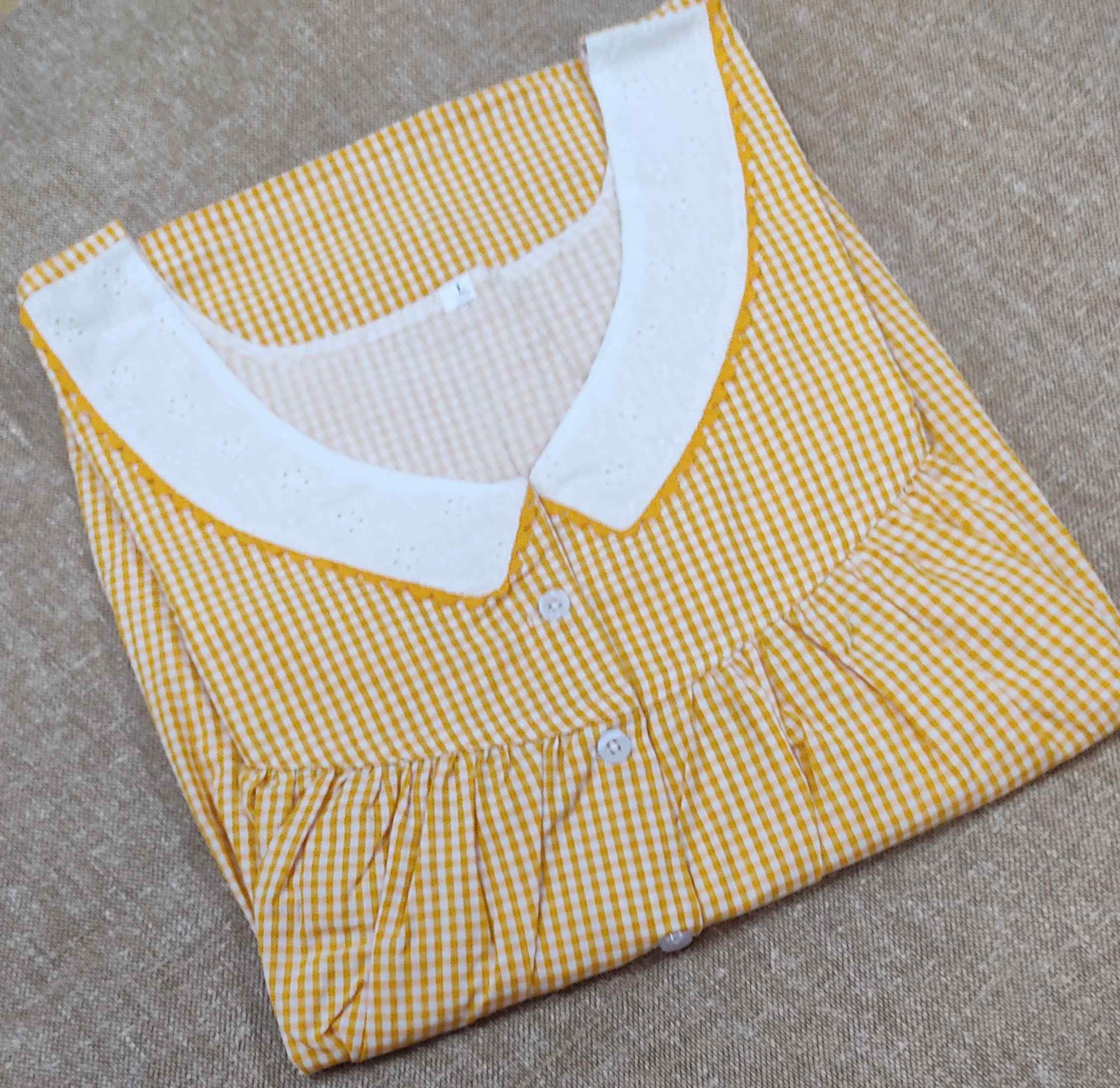 Cotton Pleated , With Pockets, Half Open Large Printed Nighty